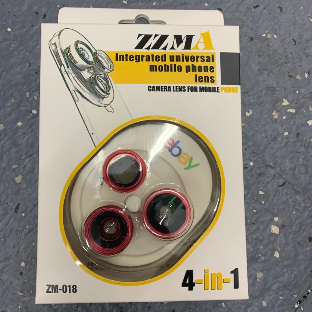 Ebay Exclusive Phone Grip & 4-in-1 Mobile Phone Camera Lens, ZM-018 -Red